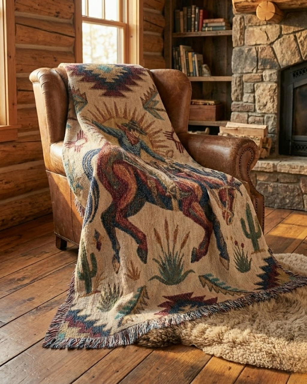 The Frontier Heritage Woven Throw | Western Cowboy & Southwest Tapestry Blanket