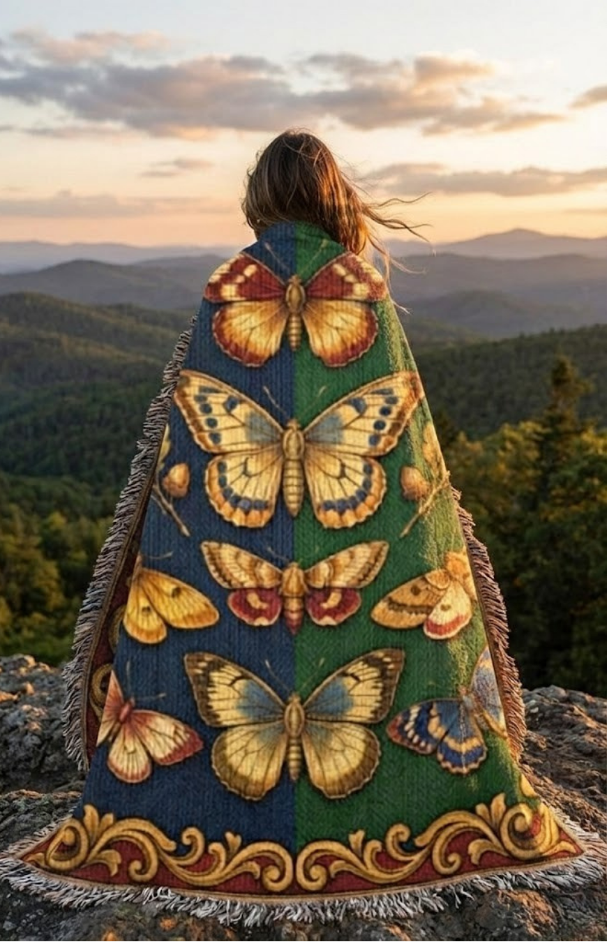 Entomology Archive Woven Tapestry - Butterfly Botanical Blanket