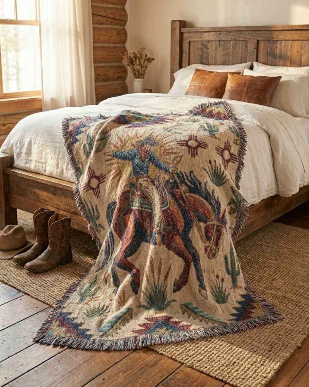 The Frontier Heritage Woven Throw | Western Cowboy & Southwest Tapestry Blanket