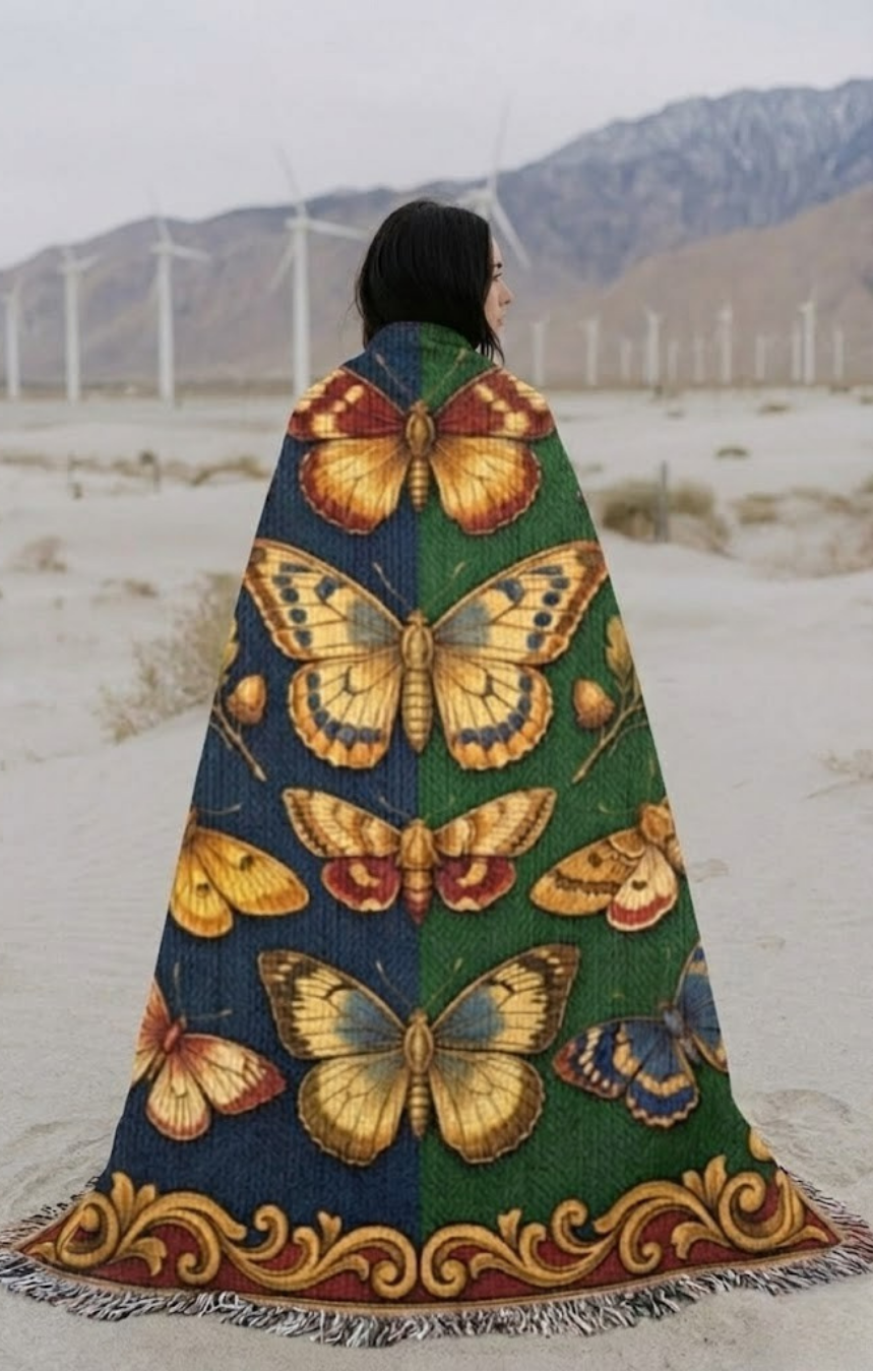 Entomology Archive Woven Tapestry - Butterfly Botanical Blanket