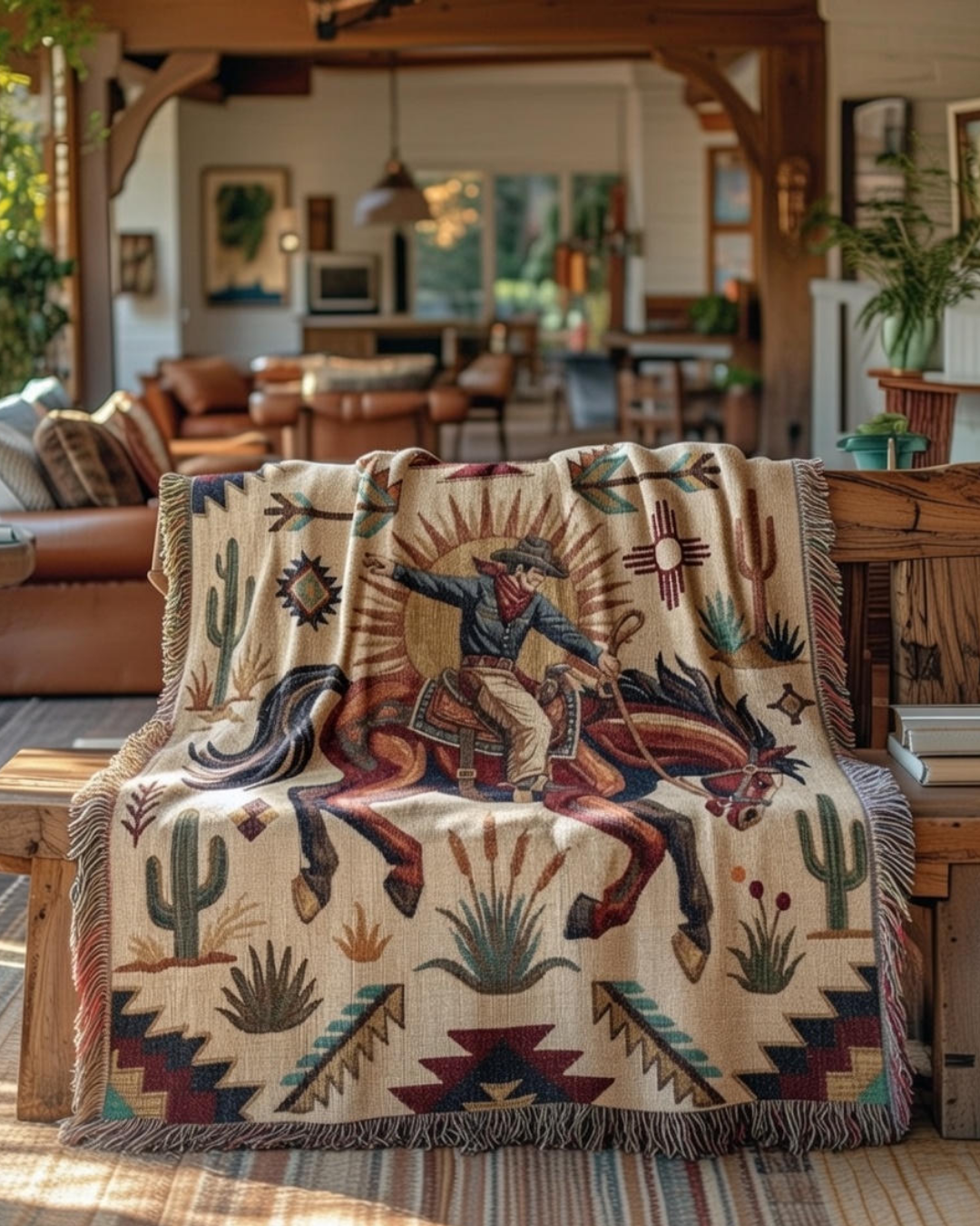 The Frontier Heritage Woven Throw | Western Cowboy & Southwest Tapestry Blanket