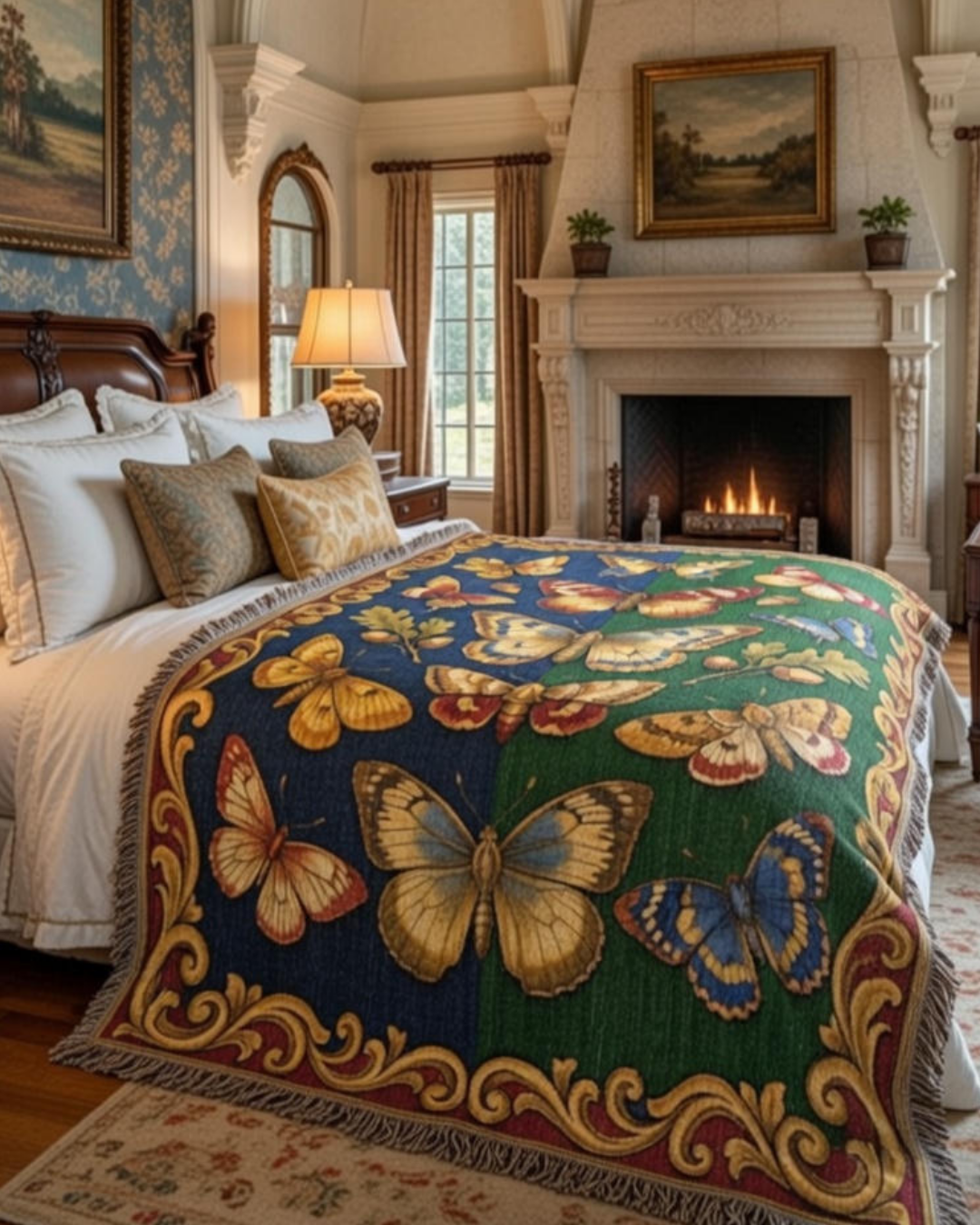 Entomology Archive Woven Tapestry - Butterfly Botanical Blanket