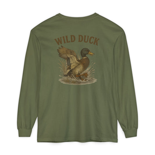 Wild Duck Mallard Long Sleeve Shirt Comfort Colors Trini Skies Supply Co. Duck Hunting Shirt Outdoor Wildlife Tee Heritage Collection