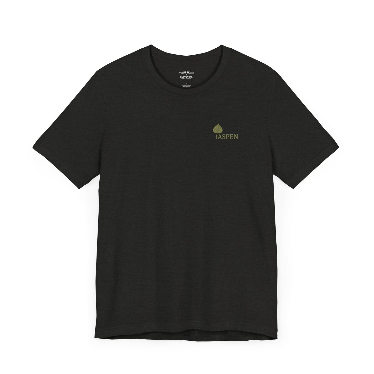 Aspen Division Graphic Tee Mountain Back Print with Minimal Front Badge Hiking, Camping, Travel