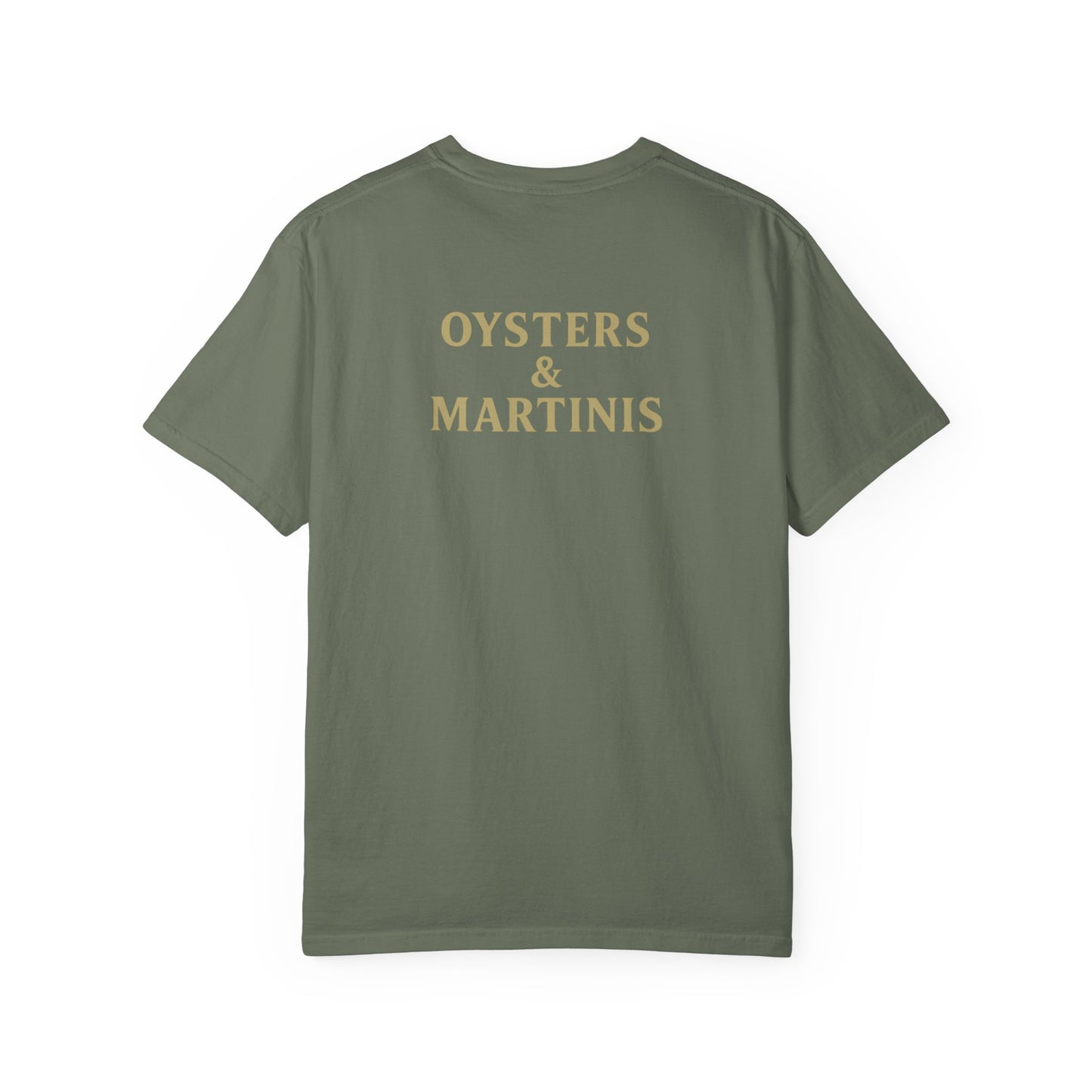 Oysters & Martinis Shirt Dockside Club Comfort Colors Tee Vintage Coastal Bar Graphic Trini Skies Supply Co.