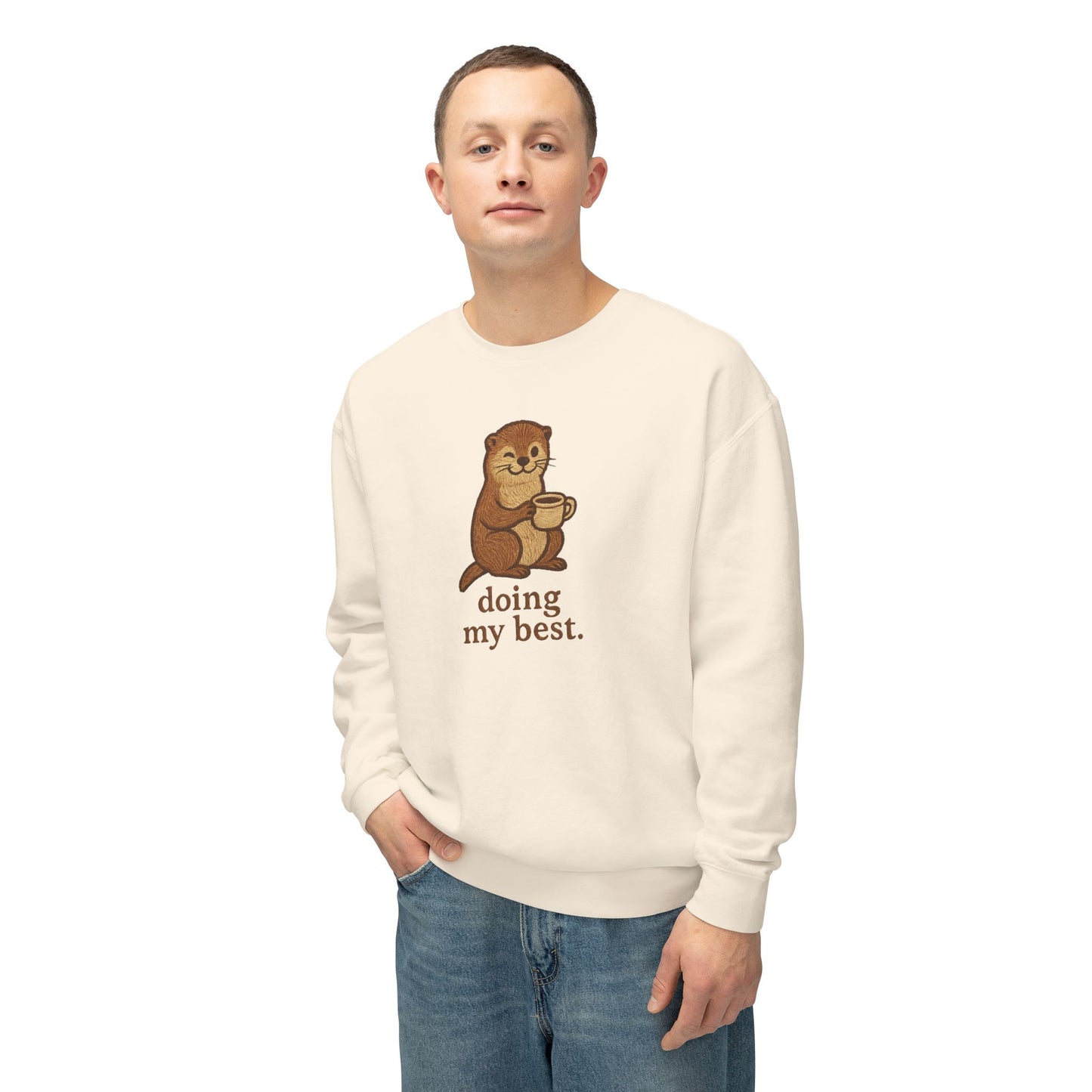 Doing My Best Otter Graphic Sweatshirt Comfort Colors Vintage Wash Crewneck Casual Wear, Best Friend Gift, Fun Everyday Style
