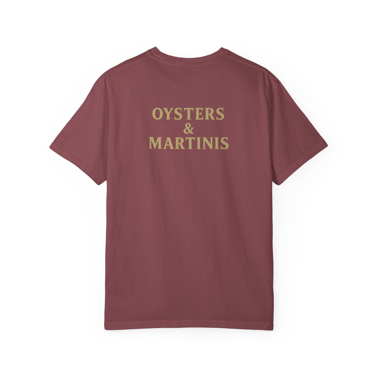 Oysters & Martinis Shirt Dockside Club Comfort Colors Tee Vintage Coastal Bar Graphic Trini Skies Supply Co.