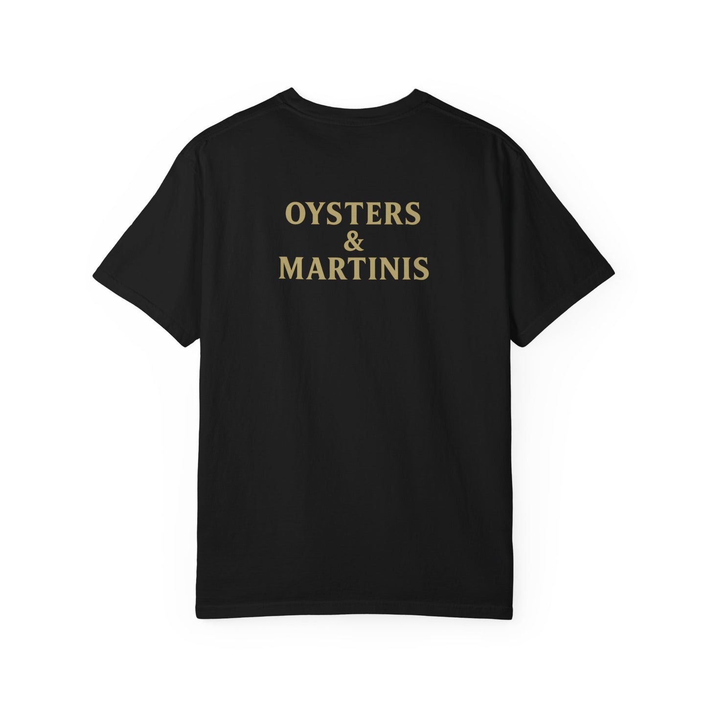 Oysters & Martinis Shirt Dockside Club Comfort Colors Tee Vintage Coastal Bar Graphic Trini Skies Supply Co.