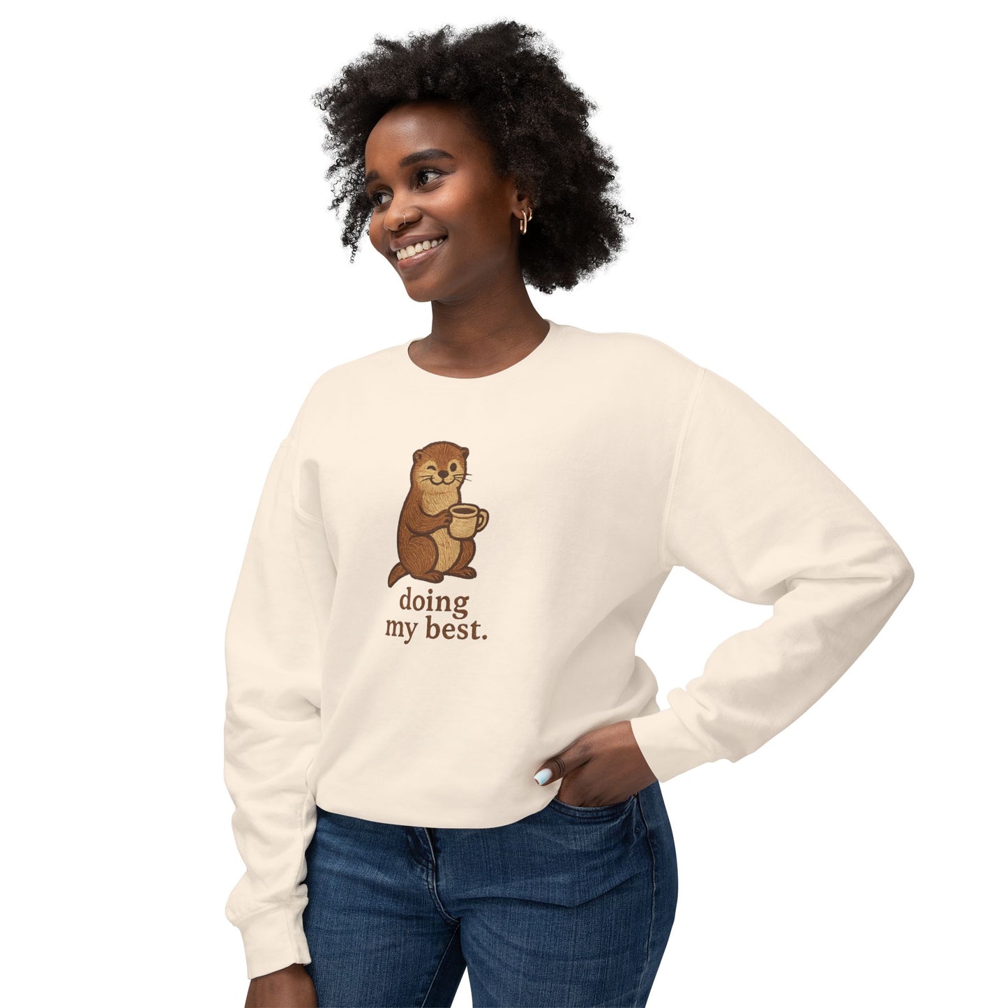 Doing My Best Otter Graphic Sweatshirt Comfort Colors Vintage Wash Crewneck Casual Wear, Best Friend Gift, Fun Everyday Style