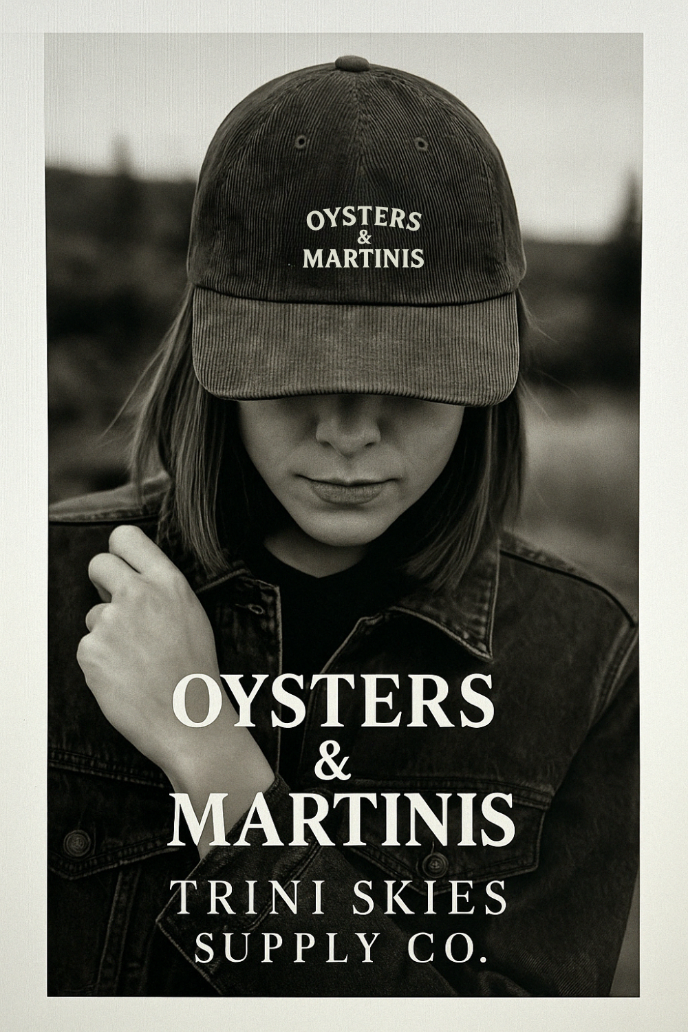 Oysters & Martinis Hat – Embroidered Corduroy Cap | Trini Skies Supply Co. | Coastal Cocktail Collection