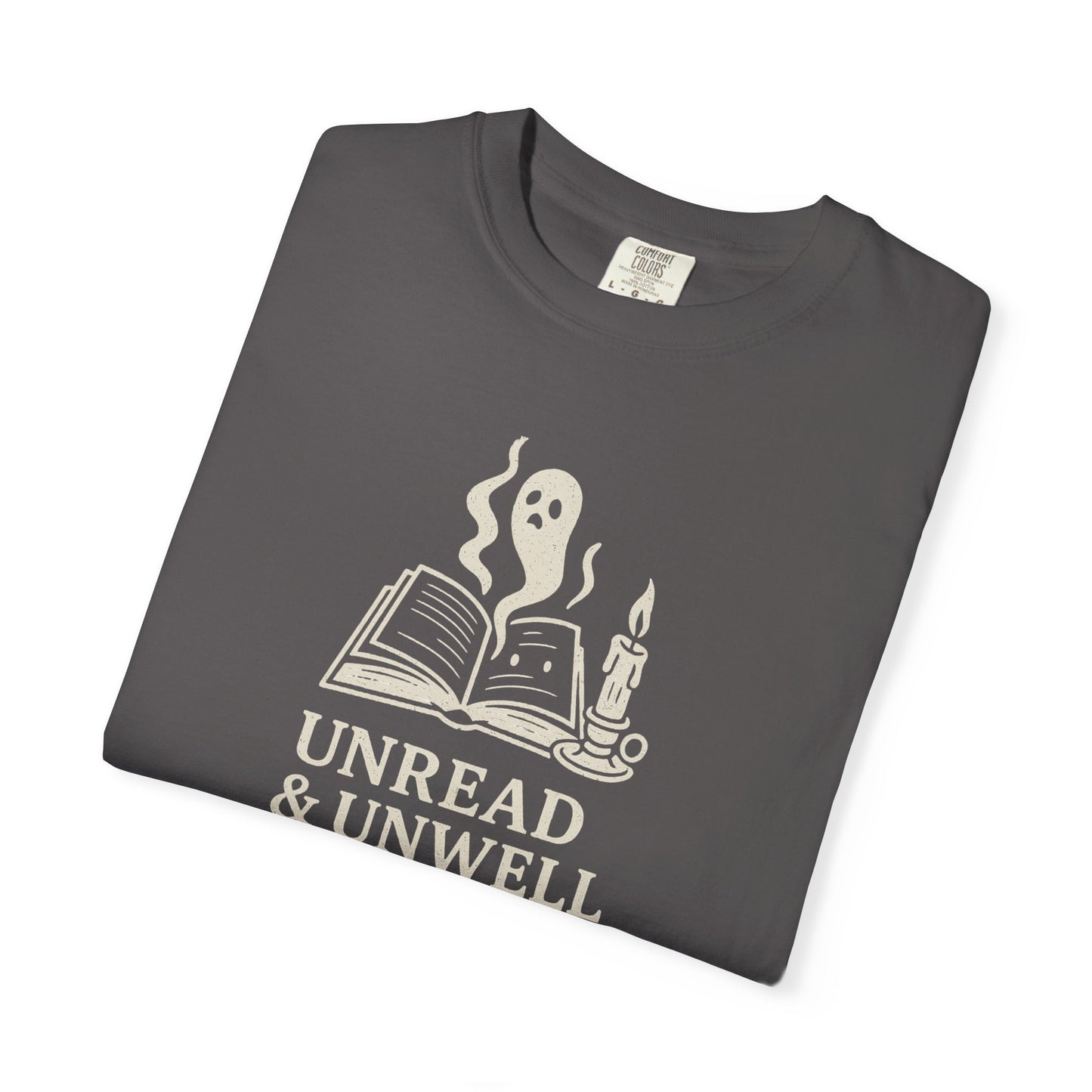 Unread & Unwell Ghost Tee Comfort Colors Vintage Book Shirt, Spooky Gothic Graphic Tee