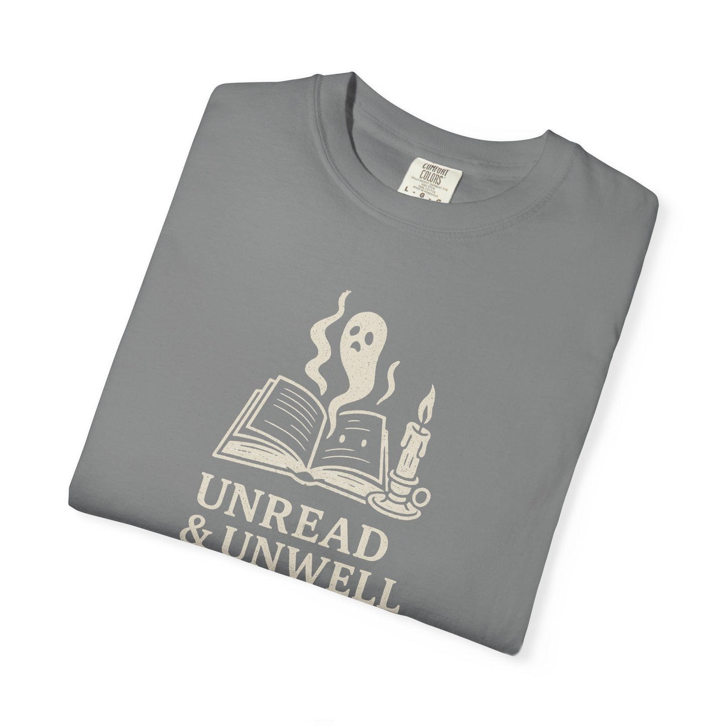 Unread & Unwell Ghost Tee Comfort Colors Vintage Book Shirt, Spooky Gothic Graphic Tee