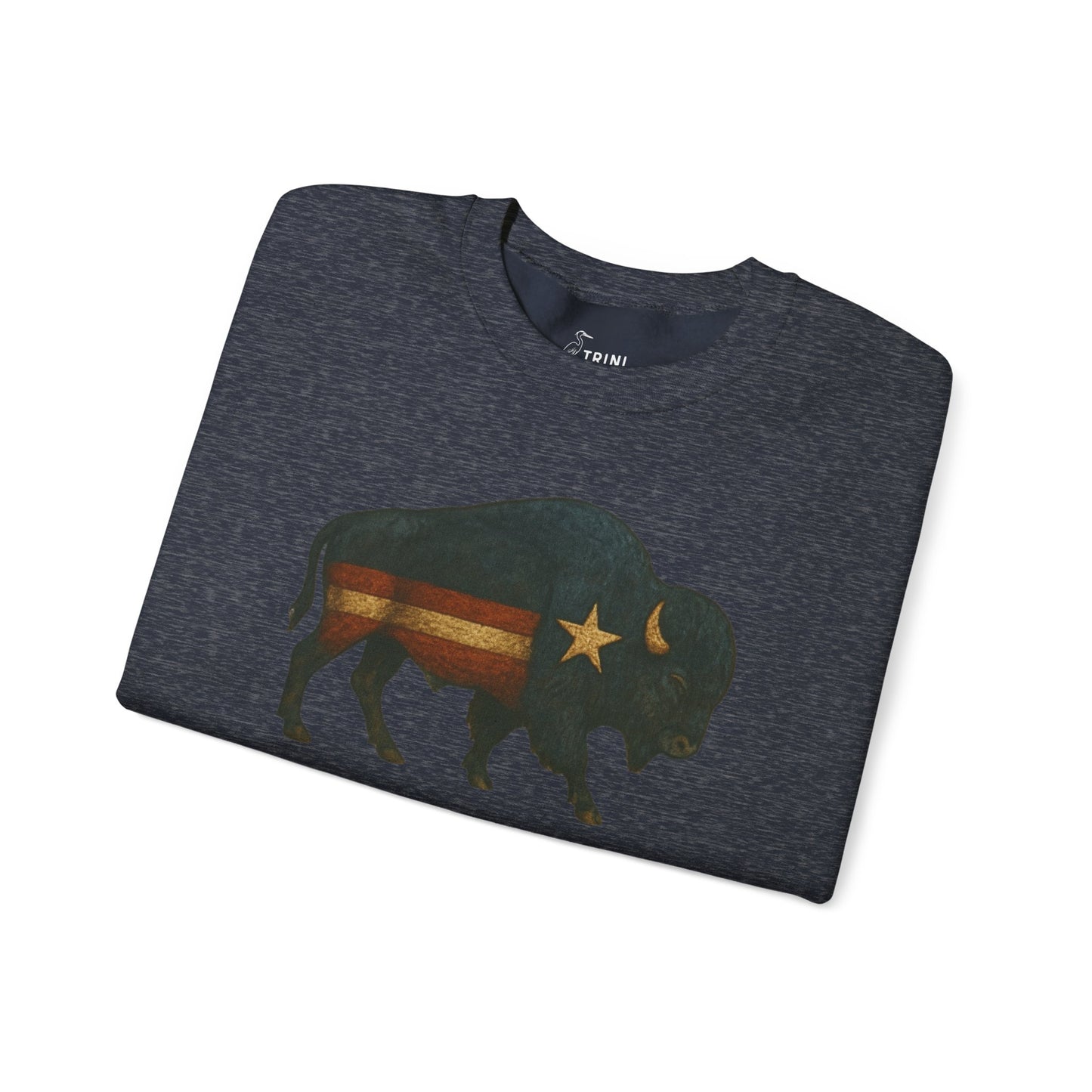 Patriotic Bison Graphic Crewneck Sweatshirt Vintage Americana Buffalo Sweater Trini Skies Supply Co.