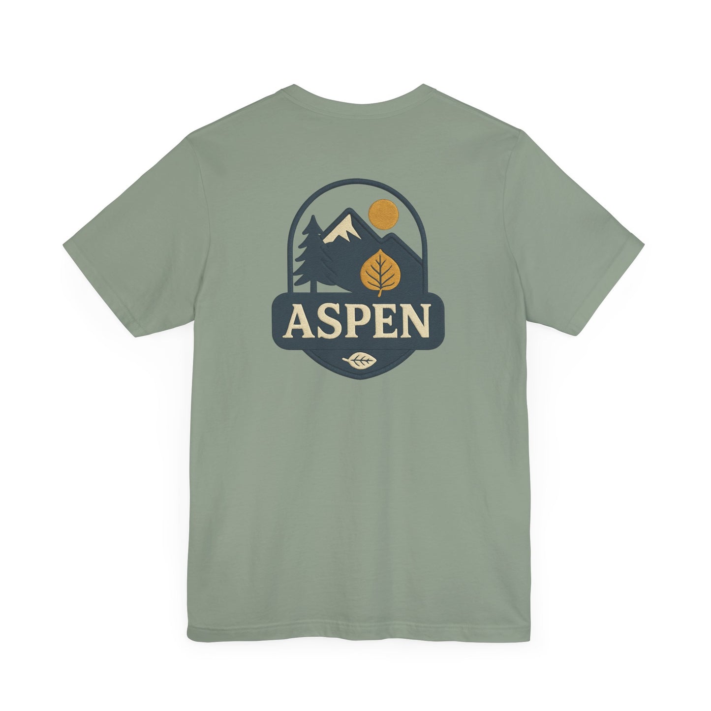 Aspen Skiing Division DTG Graphic Tee Mountain Back Print with Minimal Front Hiking, Camping, Travel