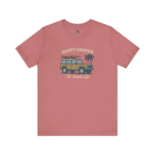 Happy Camper Tee, Adventure Shirt, Vacation Outfit, Gift for Camp Lovers, Nature Tee, Outdoor Apparel