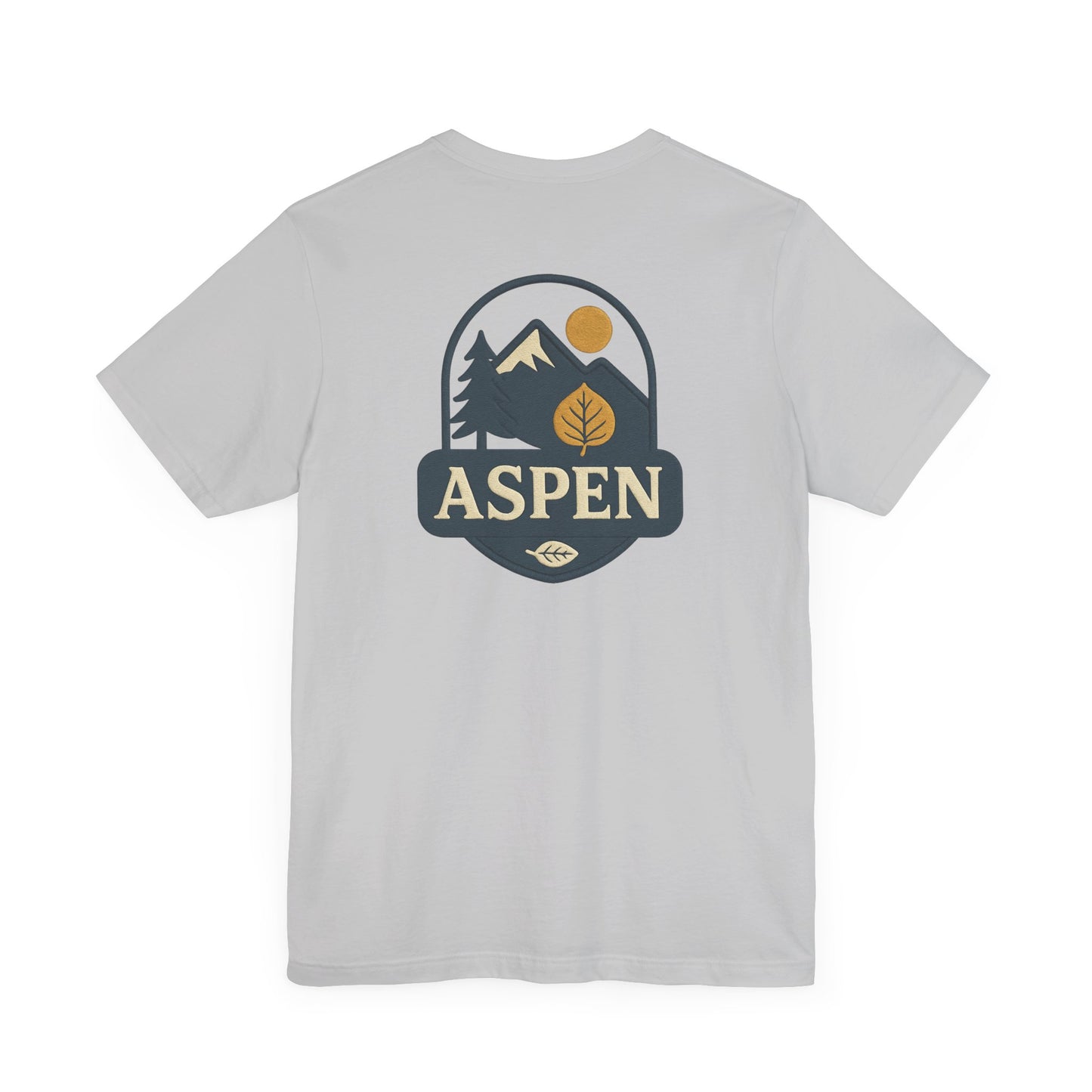 Aspen Skiing Division DTG Graphic Tee Mountain Back Print with Minimal Front Hiking, Camping, Travel