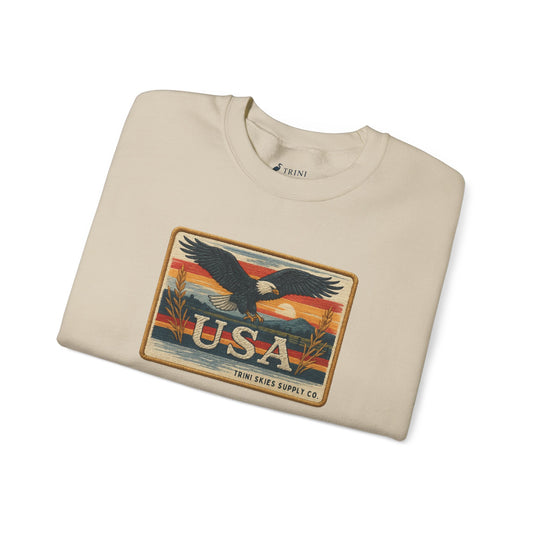 USA Graphic Patch Eagle Crewneck Sweatshirt Vintage American Heritage Pullover by Trini Skies Supply Co.