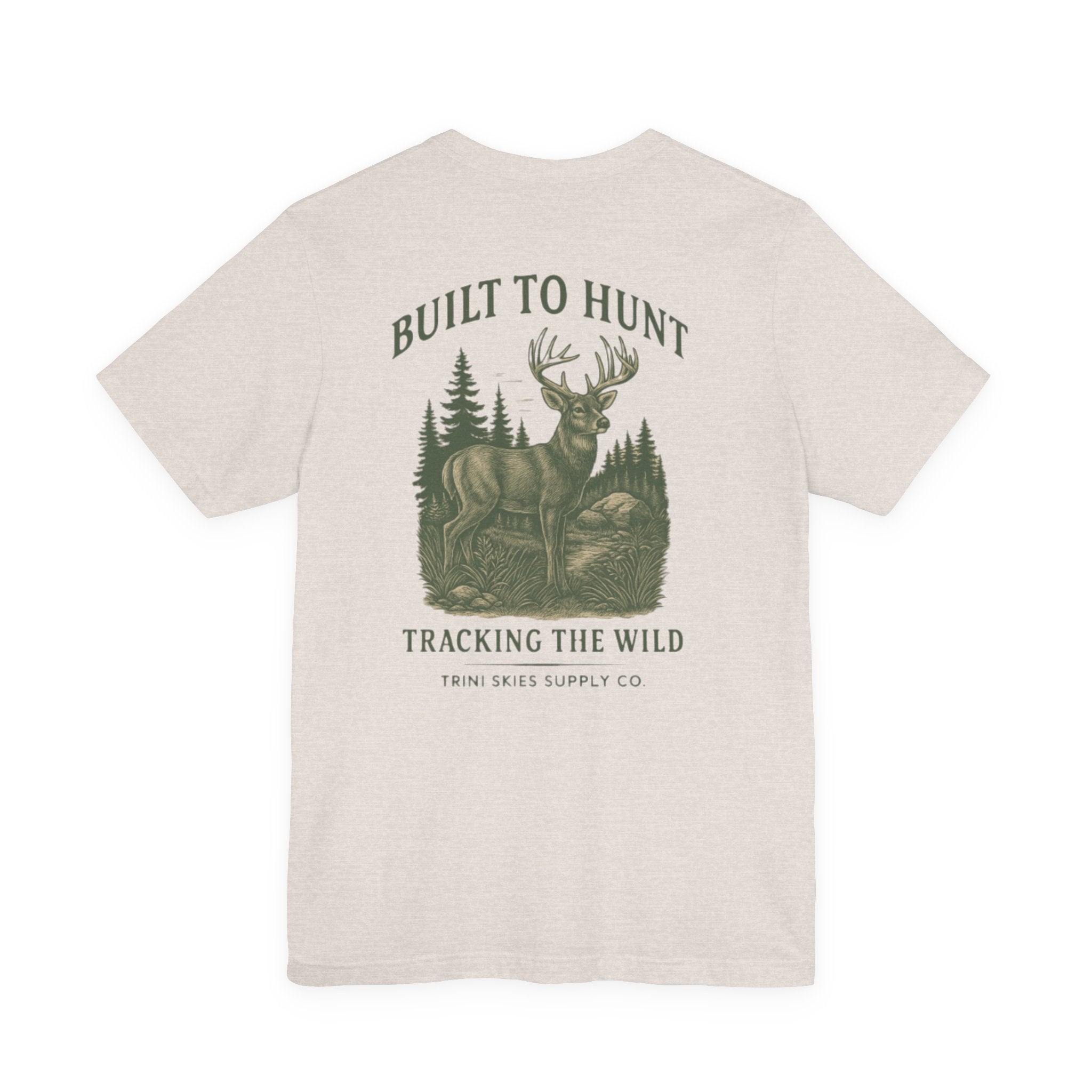 Cream-colored hunting tee with vintage-inspired buck illustration by Trini Skies Supply
