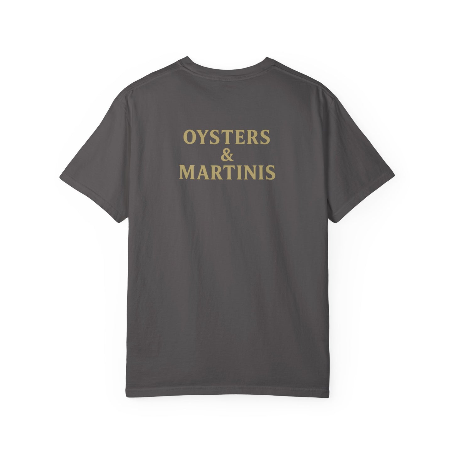Oysters & Martinis Shirt Dockside Club Comfort Colors Tee Vintage Coastal Bar Graphic Trini Skies Supply Co.