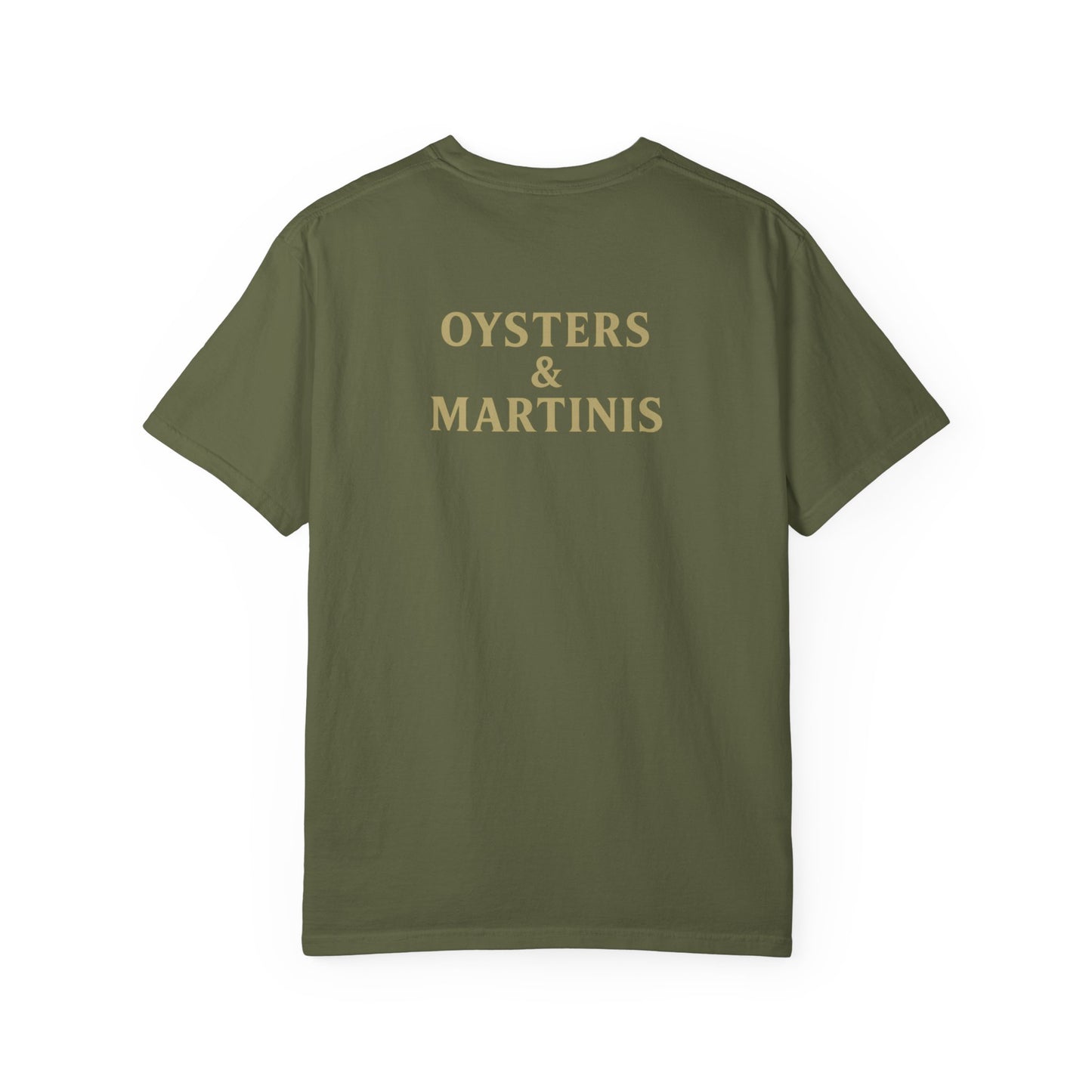 Oysters & Martinis Shirt Dockside Club Comfort Colors Tee Vintage Coastal Bar Graphic Trini Skies Supply Co.