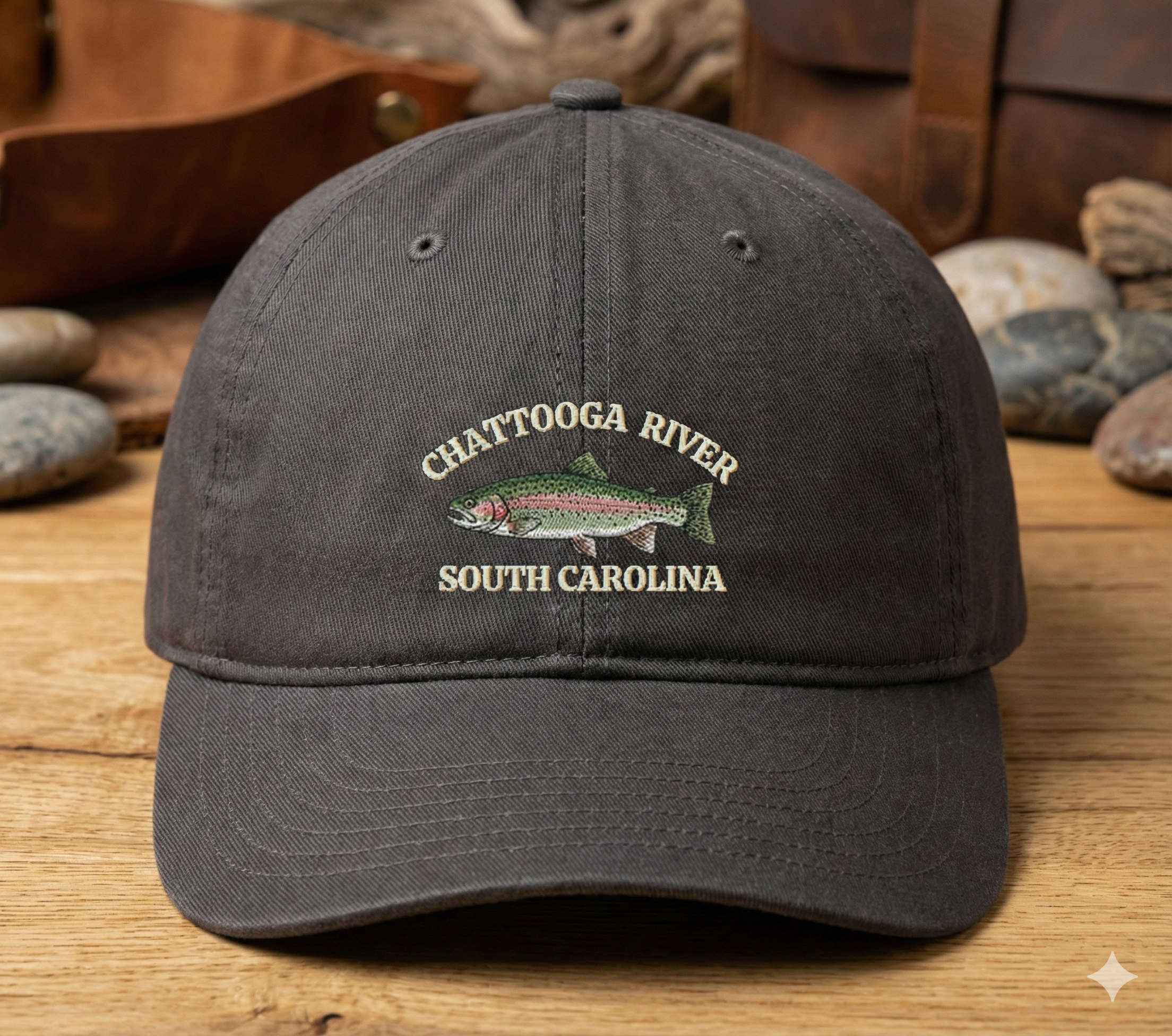 Personalized Rainbow Trout Hat - Custom Fishing Location Cap Fishing Gifts