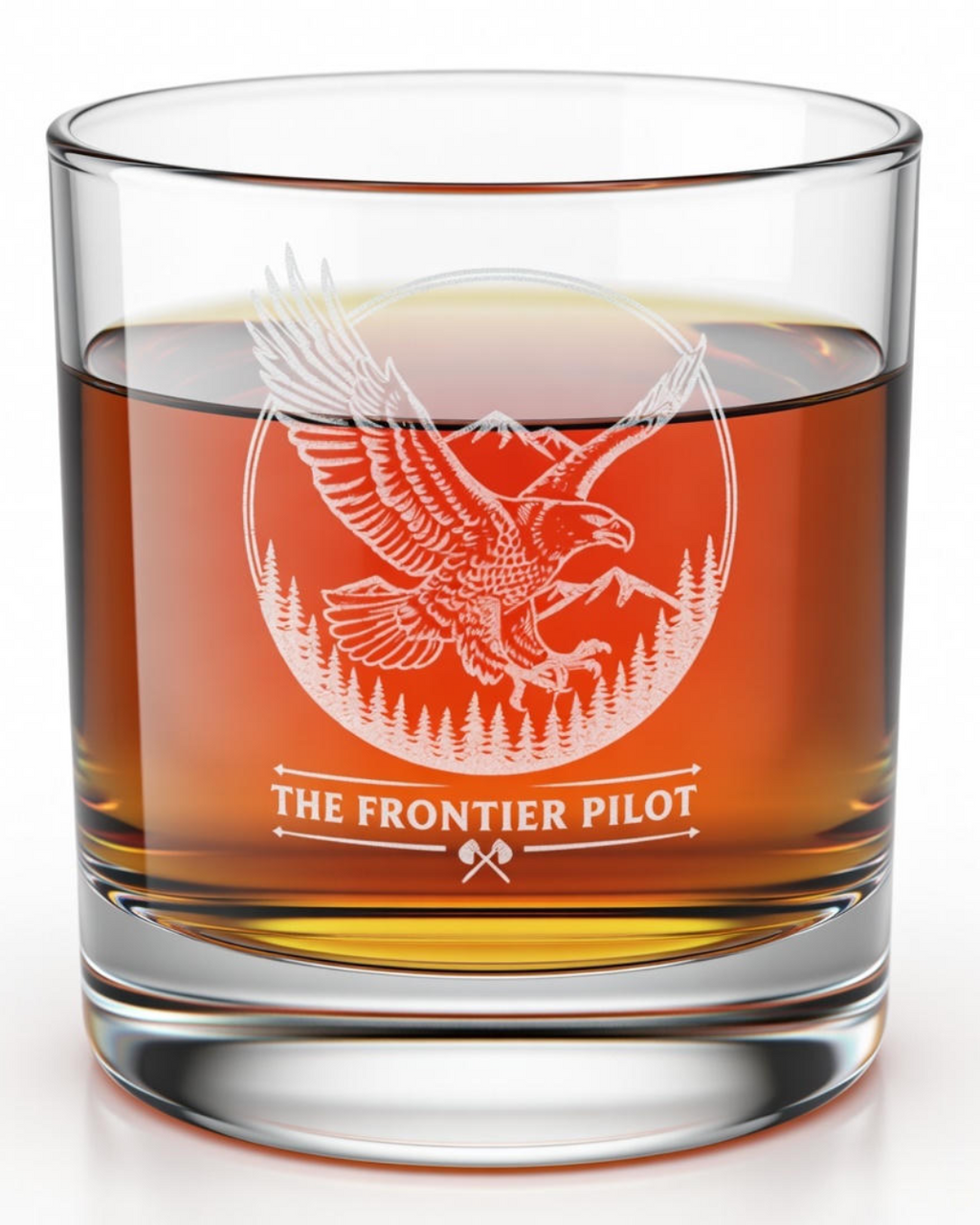 Soaring Eagle Whiskey Glass - 10.5oz Engraved Rocks Glass Mountain Design