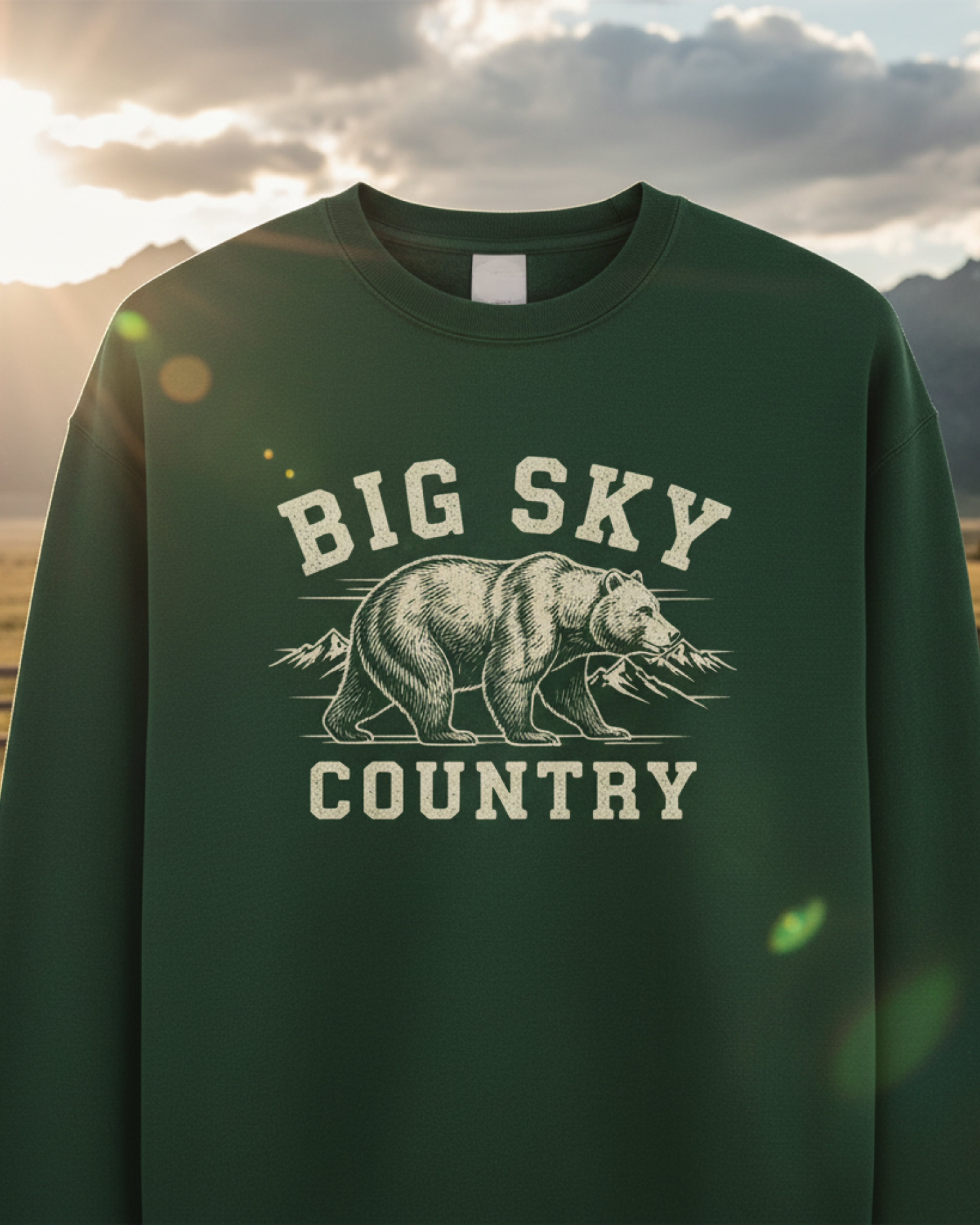 Montana crewneck sweatshirt with big sky bear graphic