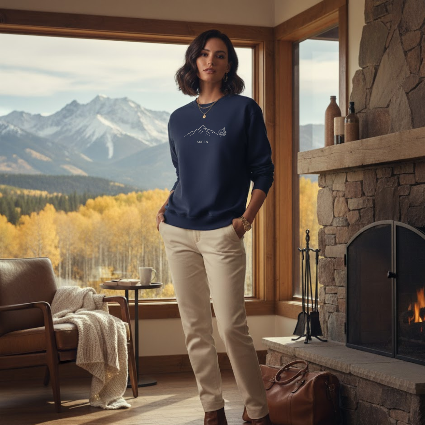 Aspen Embroidered Comfort Colors Sweatshirt – Garment-Dyed Crewneck, Vintage Ski Town