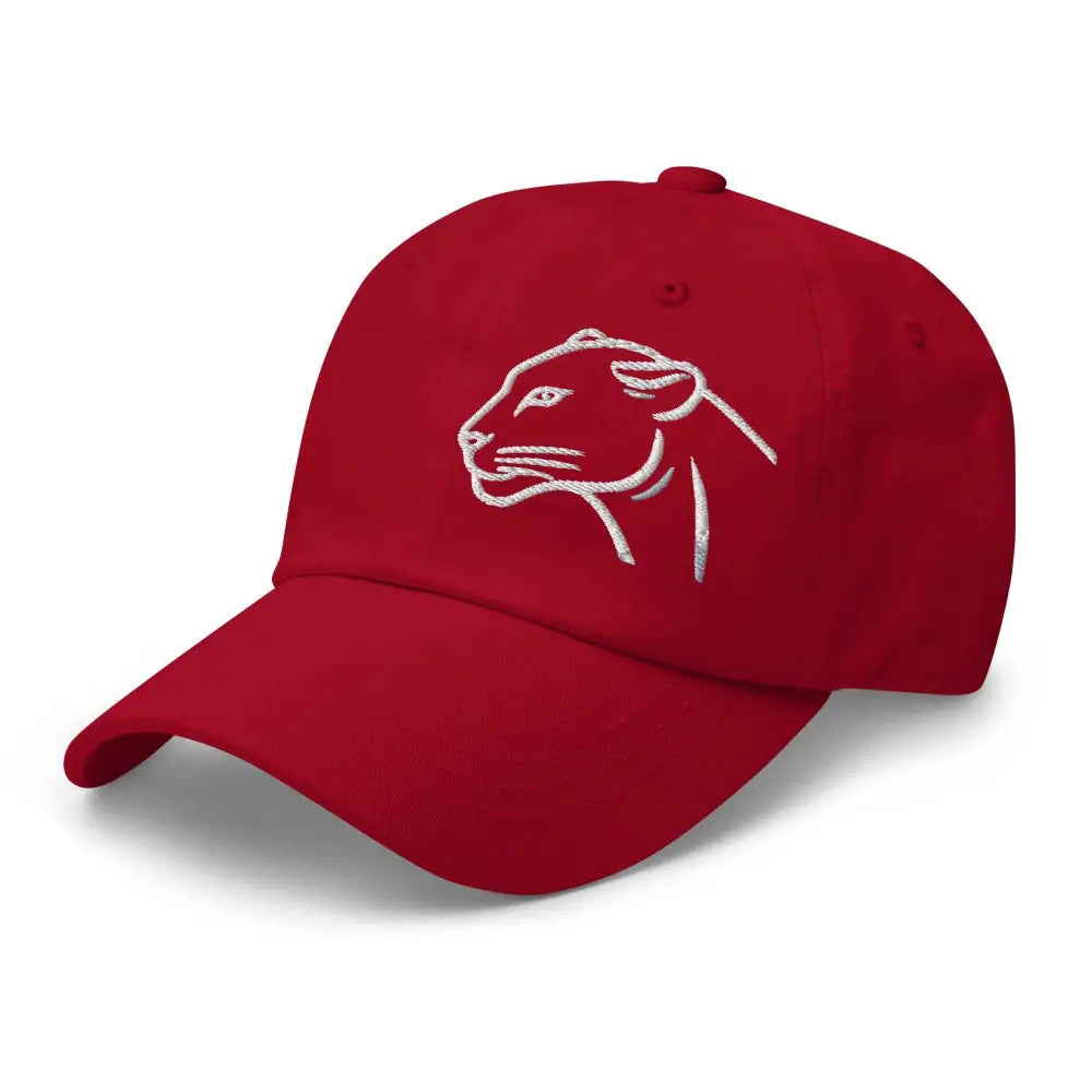 Red Panther Embroidered Wildlife Hat with adjustable cotton baseball and chino cotton twill