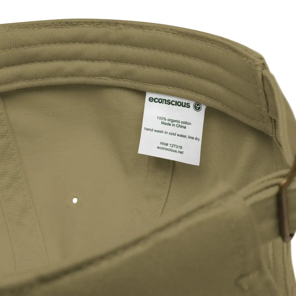 Eco friendly cap: Alpaca embroidered khaki twill hat in llama organic cotton