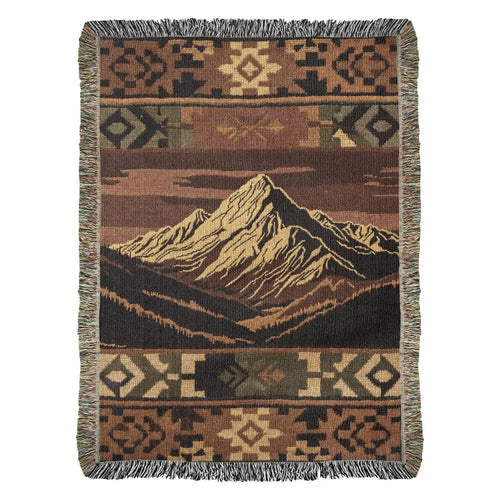 Alpine Peak Woven Blanket with aspen-inspired mountain tapestry