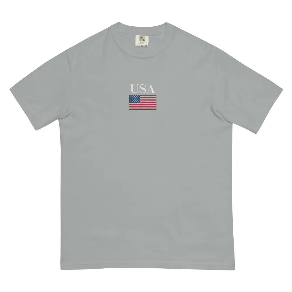 Gray America Comfort Colors Memorial Day Tee with USA Flag design for 4th of July