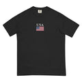 America Comfort Colors black t-shirt with embroidered USA flag