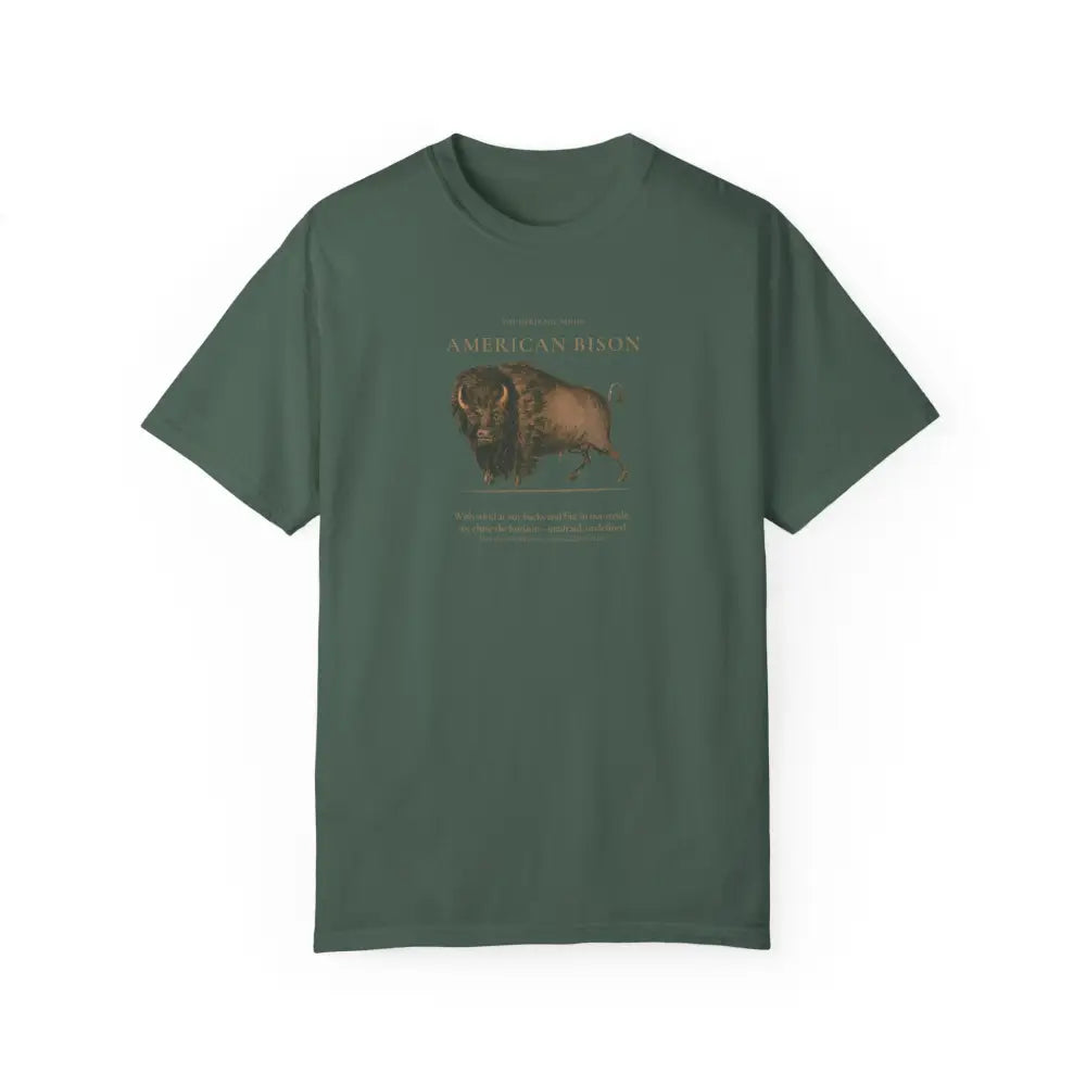Dark green American Bison Heritage Series graphic t-shirt by Trini Skies Supply