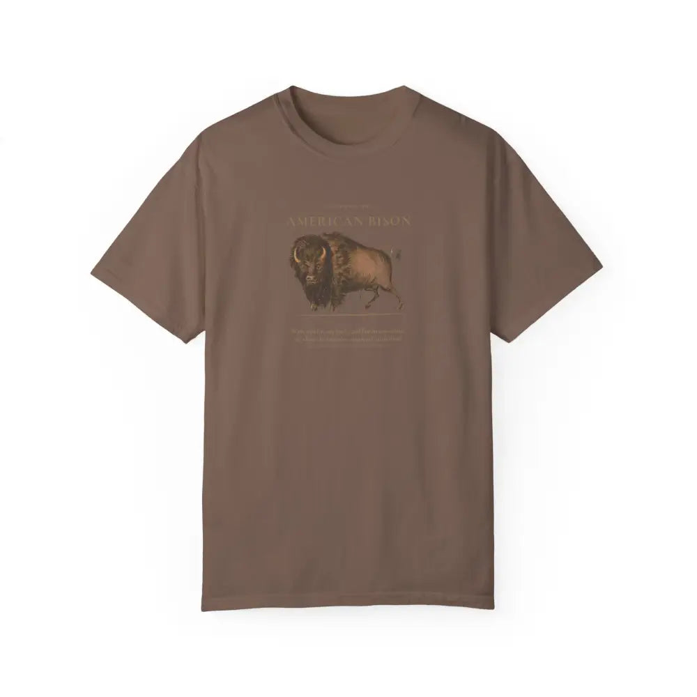 Brown crew-neck bison graphic tee from American Bison Heritage Series