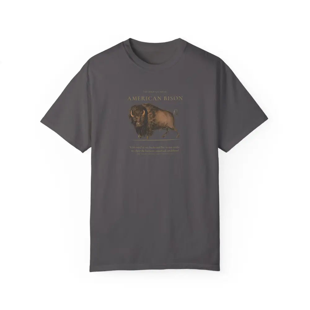 Dark gray bison graphic tee from American Bison Heritage Series