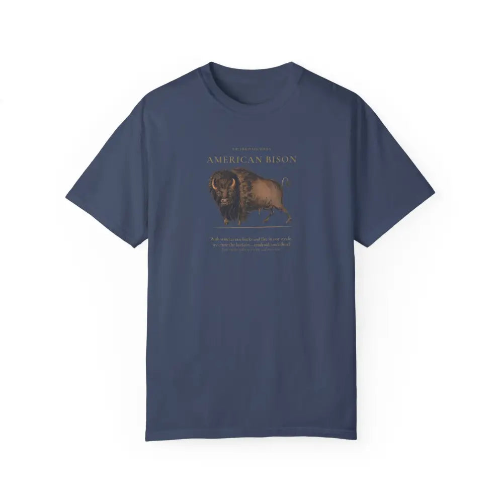Navy blue American Bison Heritage Series graphic tee by Trini Skies Supply