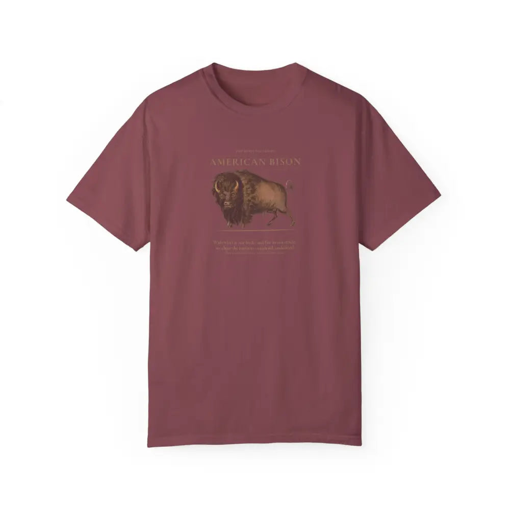 Maroon short-sleeved American Bison Heritage Series graphic tee