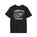 Black American Power Marlin Fish T-Shirt with Graphic Print