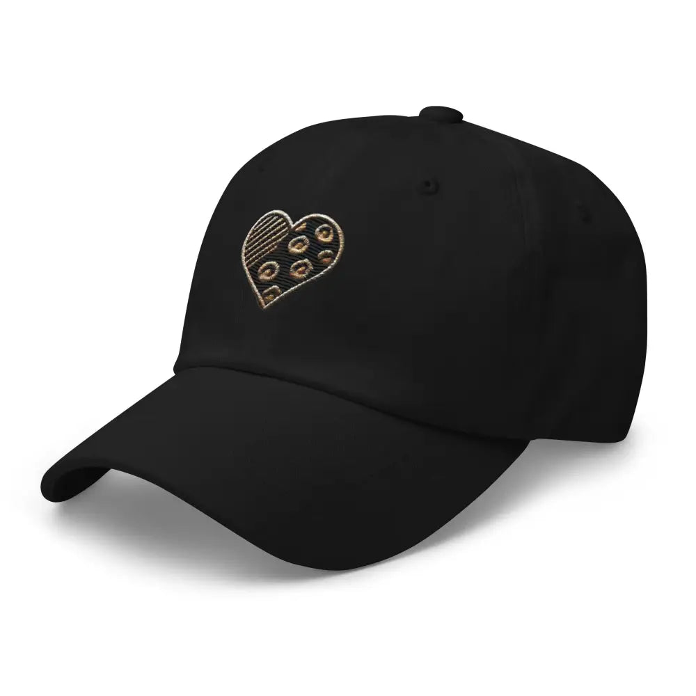Black animal print embroidered heart dad hat