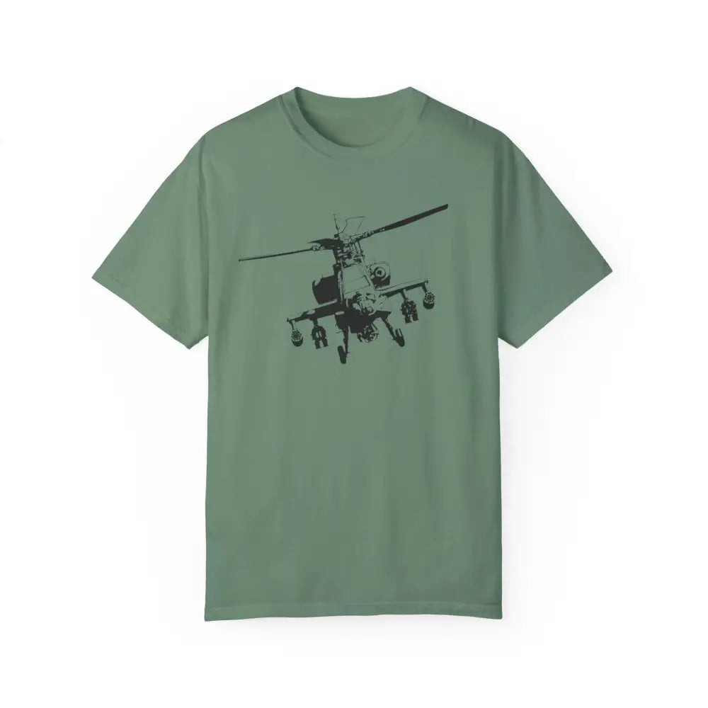 Bold Apache Helicopter Patriotic T-Shirt with Black Graphic