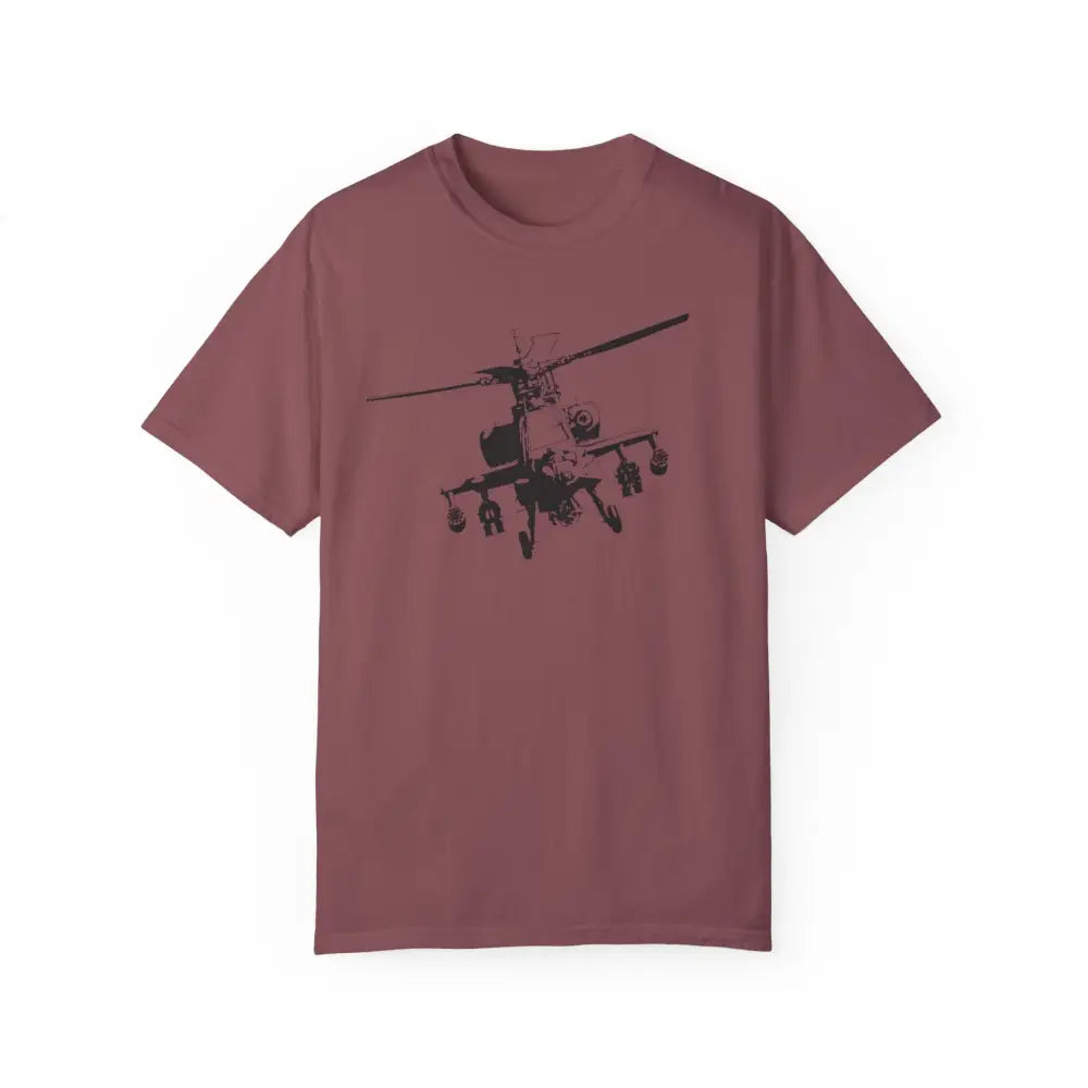 Bold Apache Helicopter Patriotic T-Shirt with Black Graphic