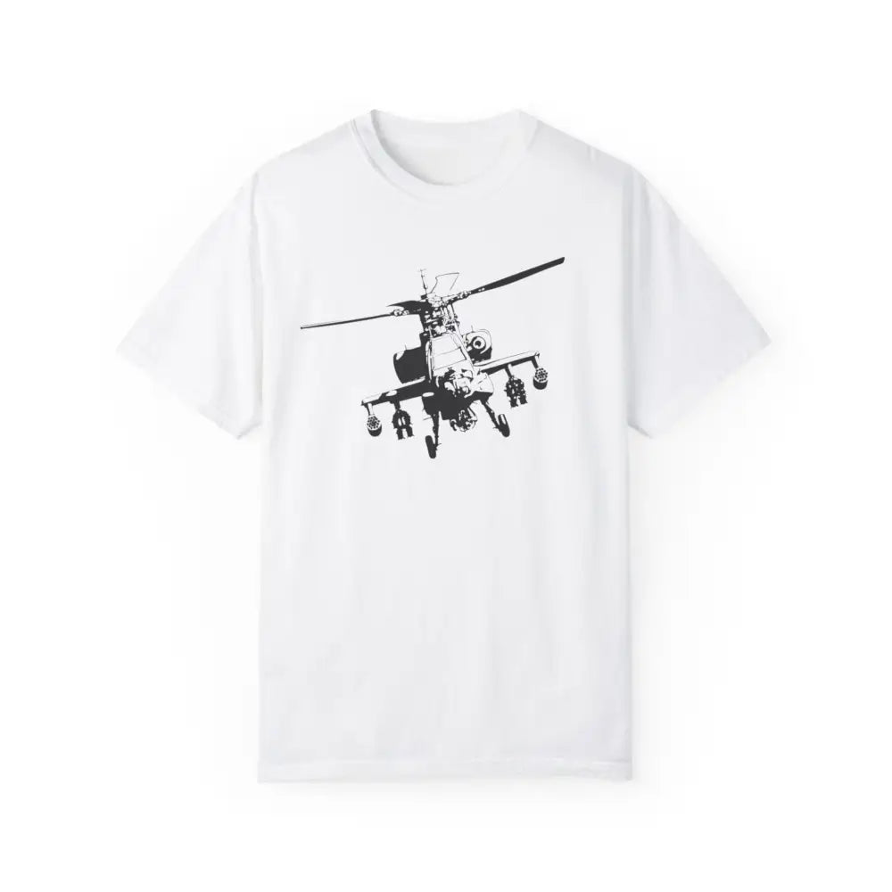Bold Apache Helicopter Patriotic T-Shirt with Black Graphic