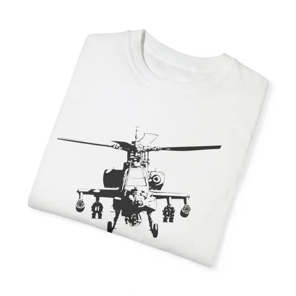 Bold Apache Helicopter Patriotic T-Shirt with Black Graphic