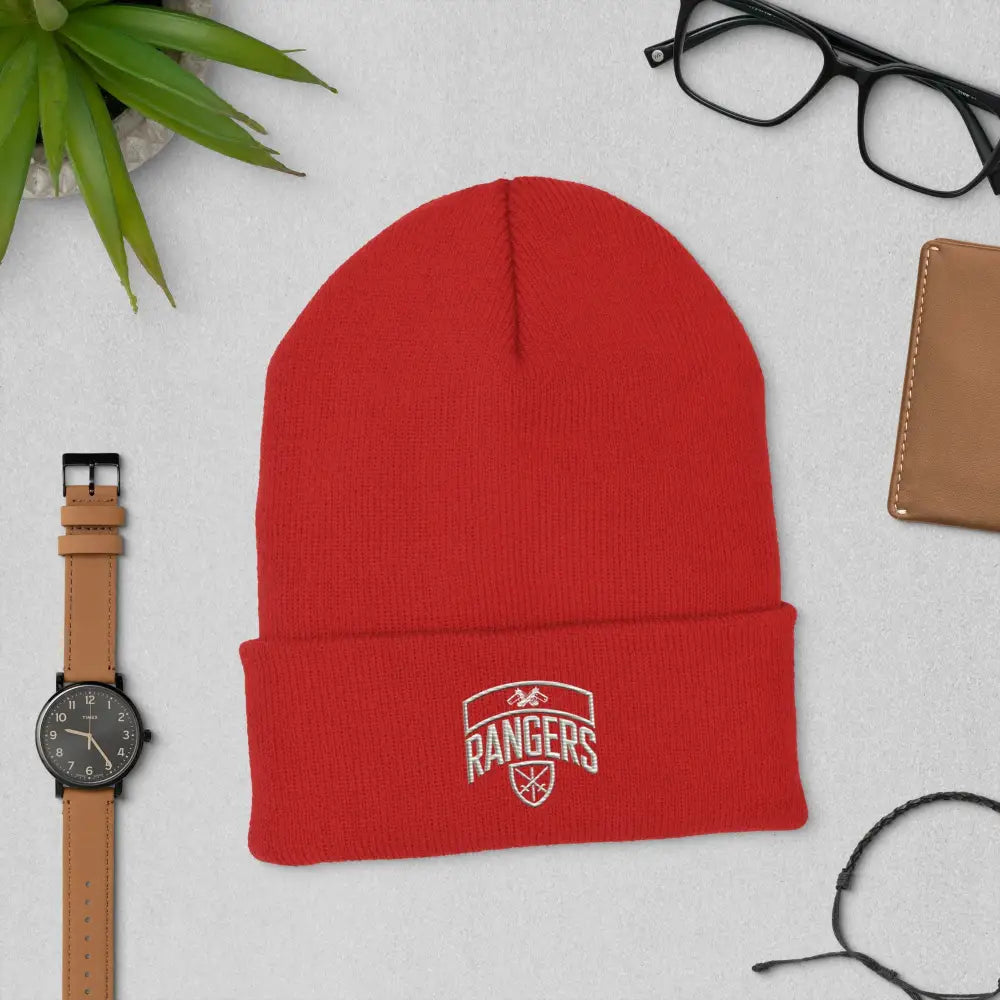 Red Army Ranger Cuffed Beanie with Embroidered Logo