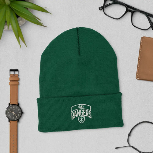 Army Ranger Cuffed dark green knit beanie with embroidered logo