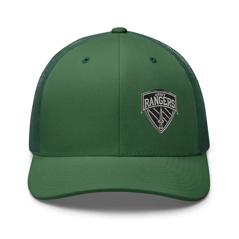 Green Army Rangers embroidered trucker cap with iconic emblem
