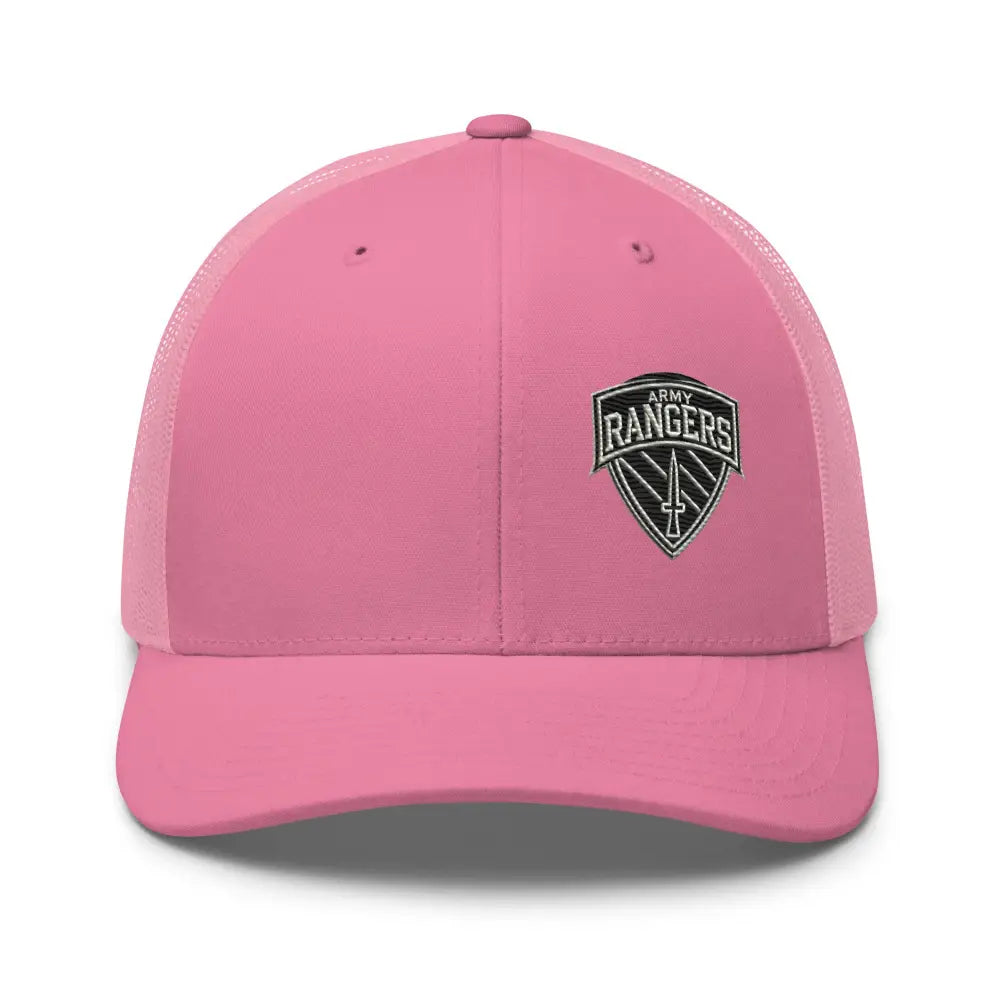 Pink Army Rangers embroidered trucker cap with iconic emblem