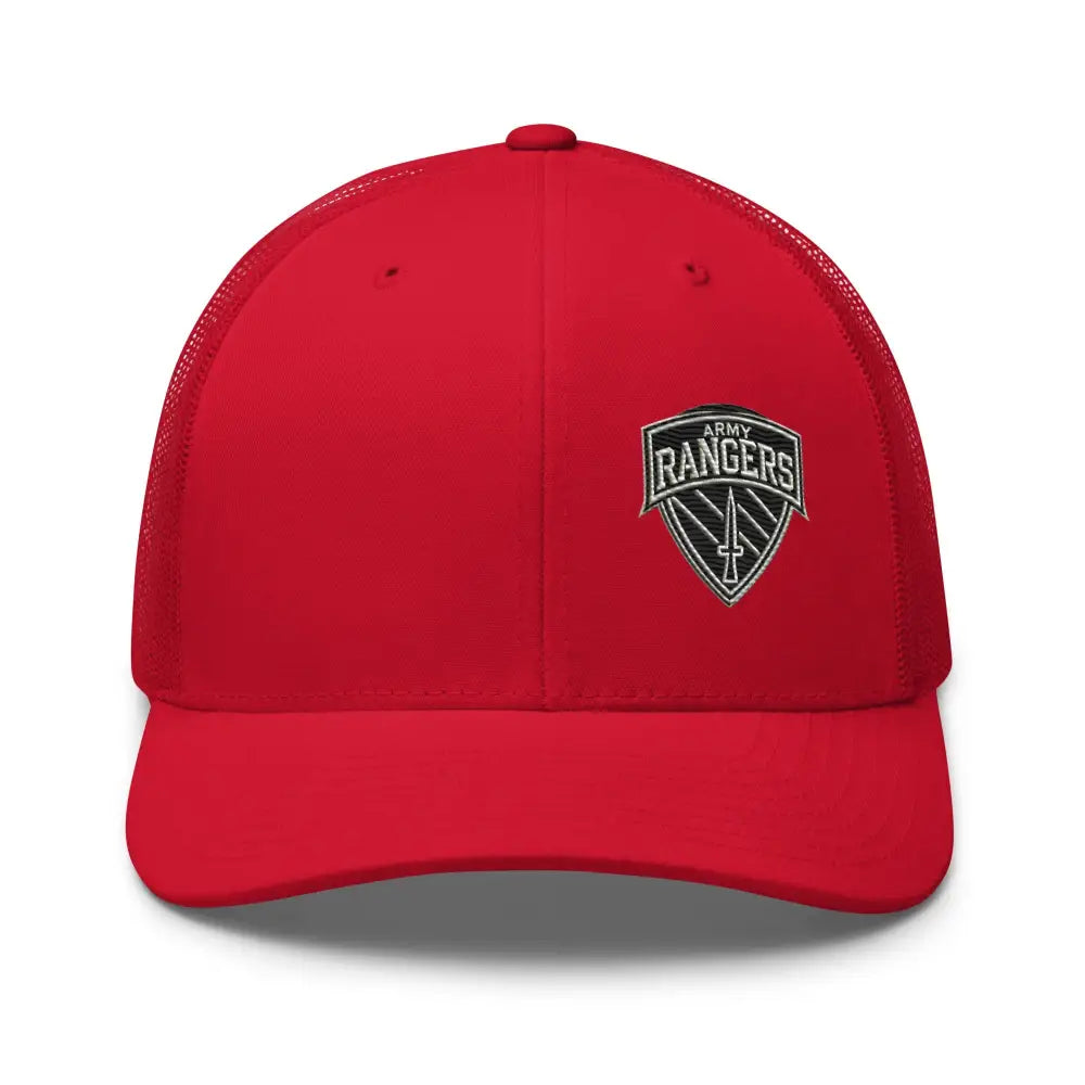 Navy blue Army Rangers embroidered trucker cap with iconic emblem