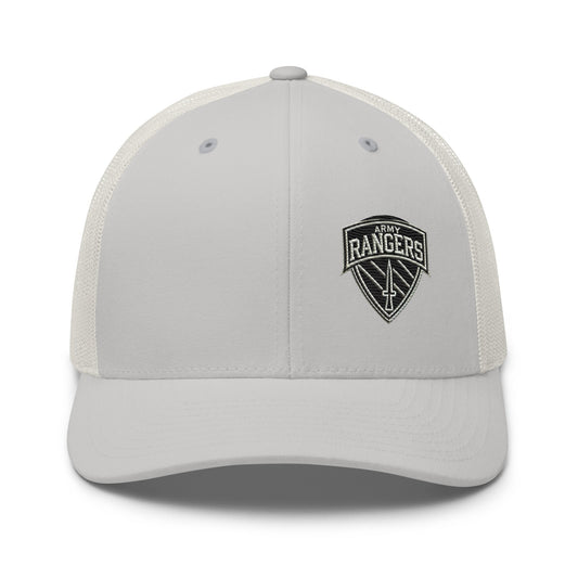 Army Rangers Embroidered Trucker Cap Patriotic Mesh Hat for Supporters - Silver - Hats 1